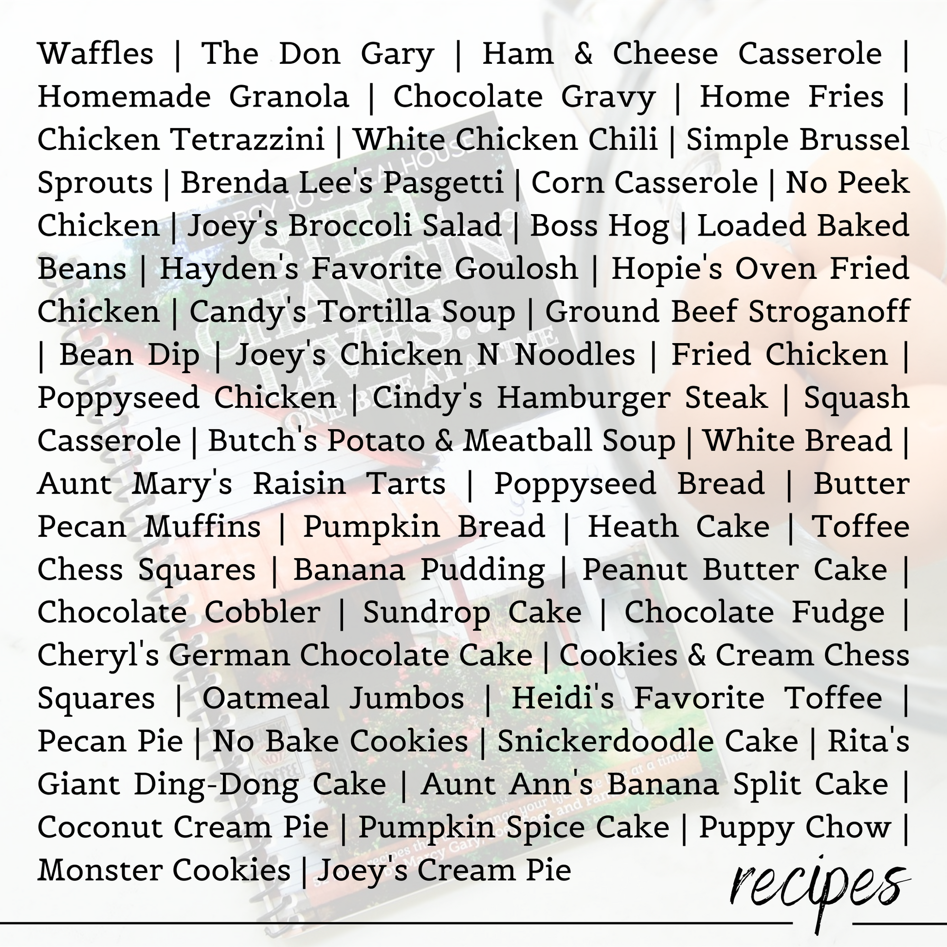 Marcy Jo's Cookbook-Still Changing Lives